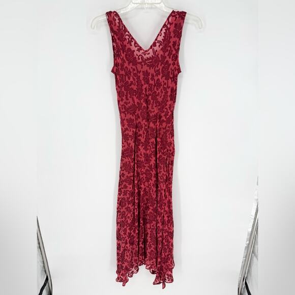 Vintage ECI NY Whimsigoth Fairy Grunge Silk Blend Velvet Burnout Cowl Dress 4 - Picture 13 of 16